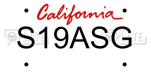 S19ASG California License Plate
