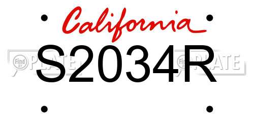 S2034R California License Plate