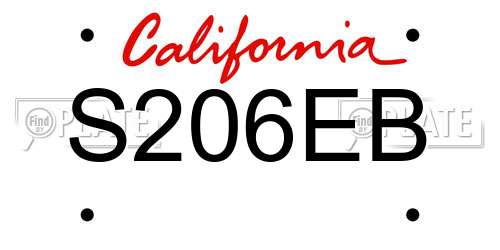 S206EB California License Plate
