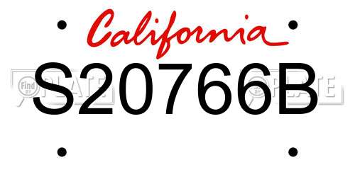S20766B California License Plate