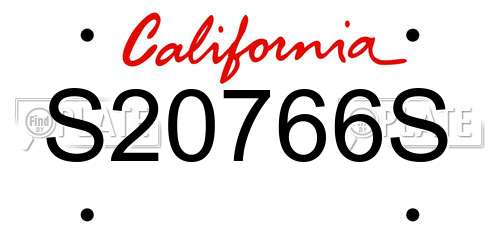 S20766S California License Plate