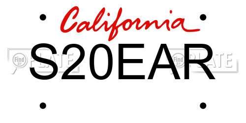 S20EAR California License Plate