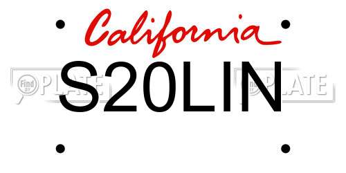 S20LIN California License Plate