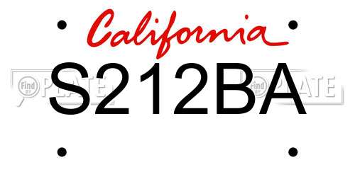S212BA California License Plate