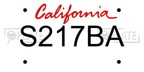 S217BA California License Plate