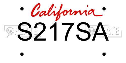 S217SA California License Plate