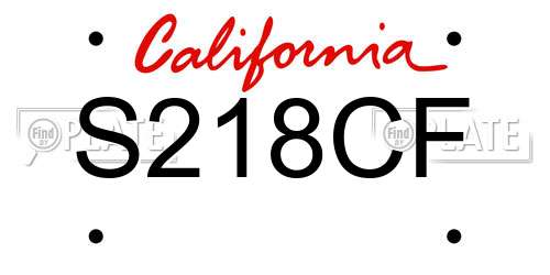 S218CF California License Plate