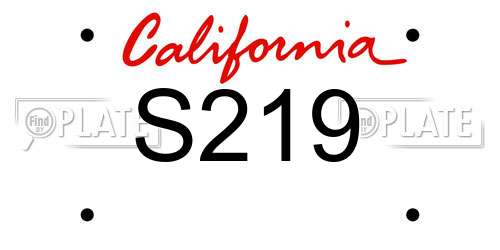 S219 California License Plate