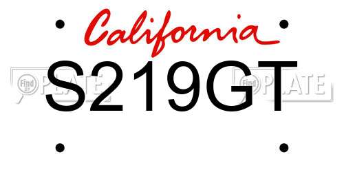 S219GT California License Plate