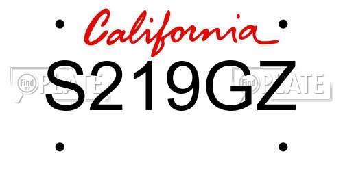 S219GZ California License Plate