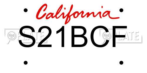 S21BCF California License Plate
