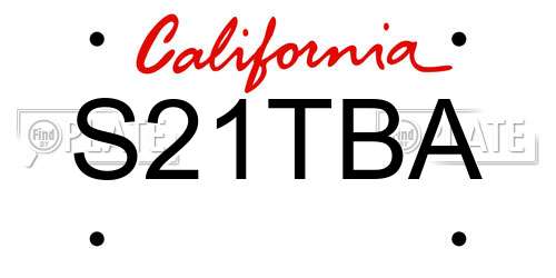 S21TBA California License Plate