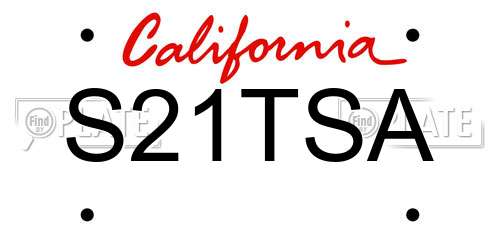 S21TSA California License Plate