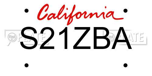 S21ZBA California License Plate