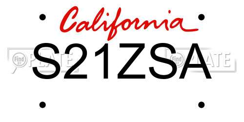 S21ZSA California License Plate