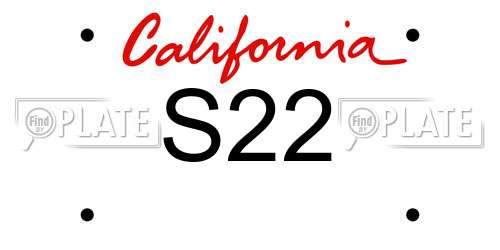 S22 California License Plate