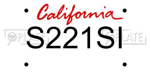 S221SI California License Plate