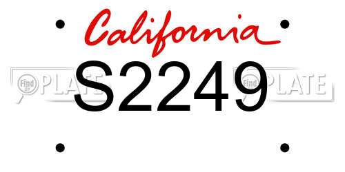 S2249 California License Plate