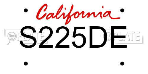 S225DE California License Plate