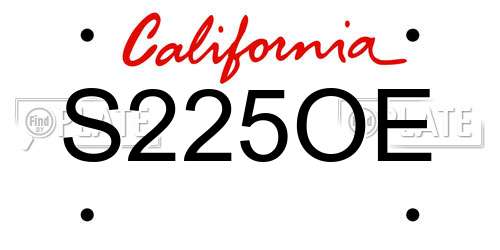 S225OE California License Plate