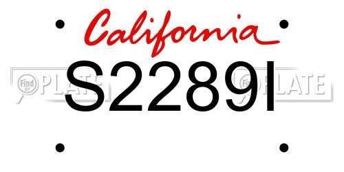 S2289I California License Plate