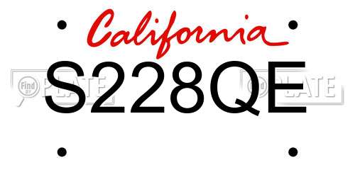 S228QE California License Plate