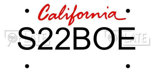 S22BOE California License Plate