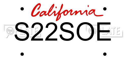 S22SOE California License Plate