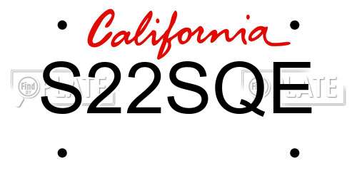 S22SQE California License Plate