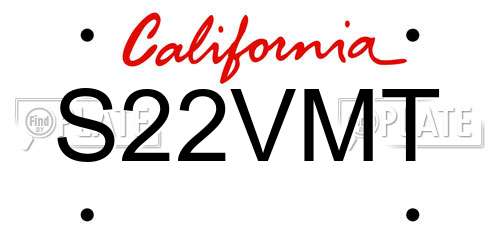 S22VMT California License Plate