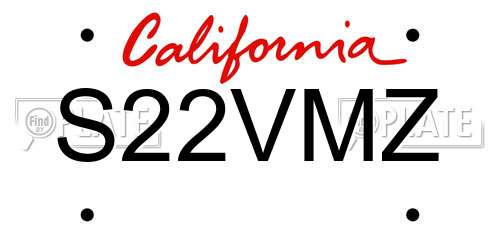 S22VMZ California License Plate