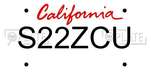 S22ZCU California License Plate