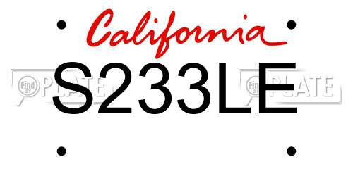 S233LE California License Plate