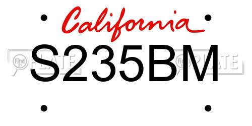 S235BM California License Plate