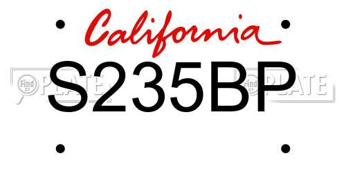 S235BP California License Plate