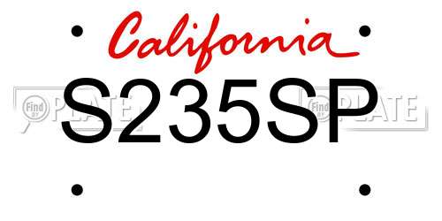S235SP California License Plate