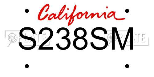 S238SM California License Plate