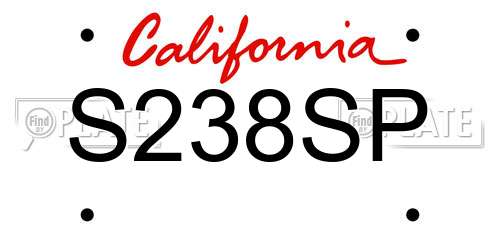 S238SP California License Plate