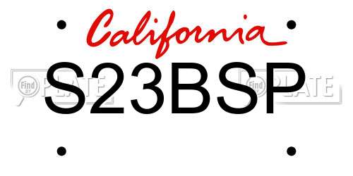 S23BSP California License Plate