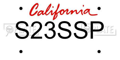 S23SSP California License Plate