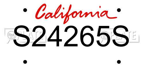 S24265S California License Plate