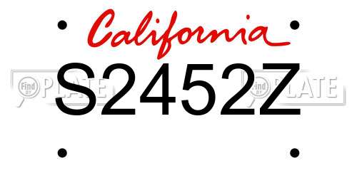 S2452Z California License Plate