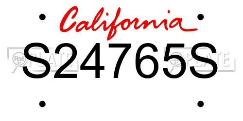 S24765S California License Plate