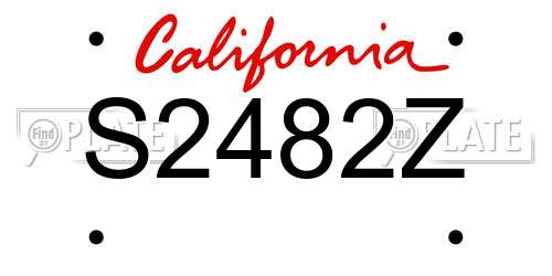 S2482Z California License Plate