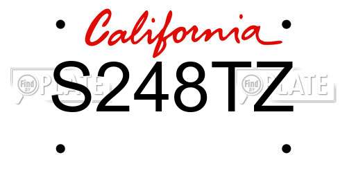S248TZ California License Plate