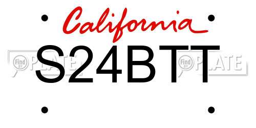 S24BTT California License Plate