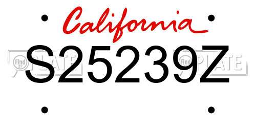 S25239Z California License Plate