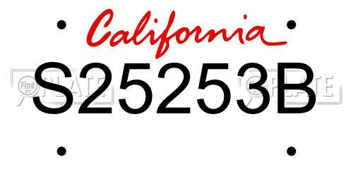 S25253B California License Plate