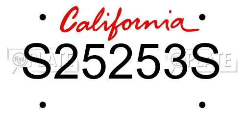 S25253S California License Plate