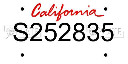 S252835 California License Plate